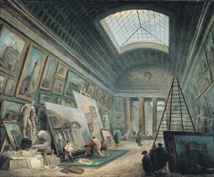 Eine Museumsgalerie mit antiker römischer Kunst, vor 1800